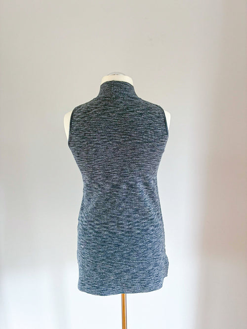 Ärmelloses Strick-Longtop in Melange-Optik
