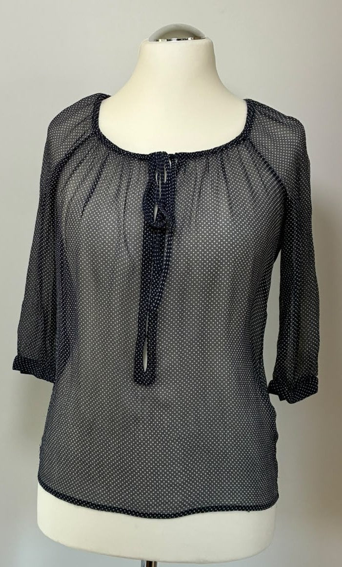 Esprit Collection Bluse Größe 34 in Dunkelblau mit feinen Punkten