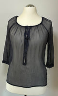 Esprit Collection Bluse Größe 34 in Dunkelblau mit feinen Punkten