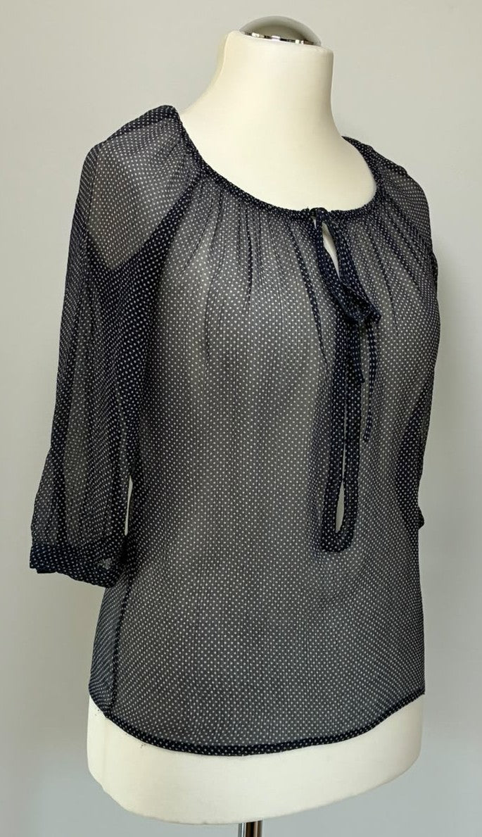 Esprit Collection Bluse Größe 34 in Dunkelblau mit feinen Punkten