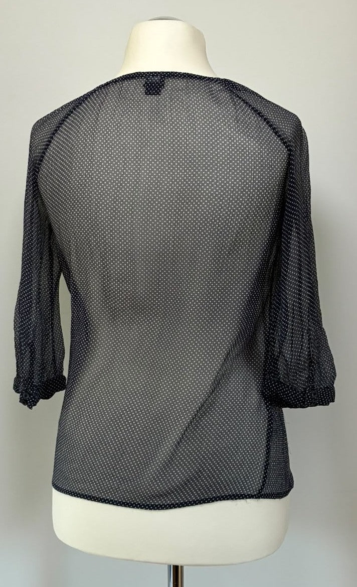 Esprit Collection Bluse Größe 34 in Dunkelblau mit feinen Punkten