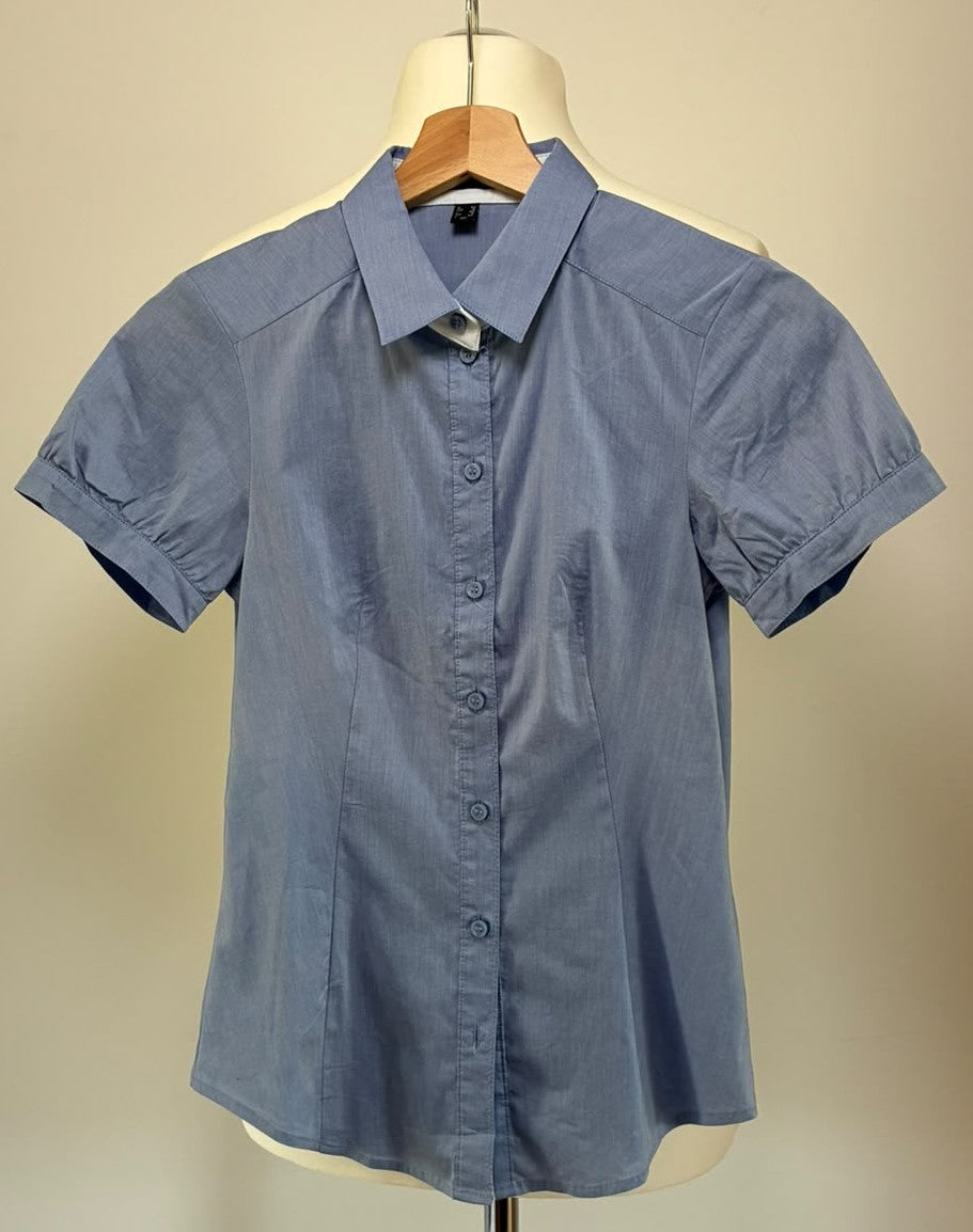Esprit Collection Bluse Größe 32 in Hellblau mit kurzen Ärmeln