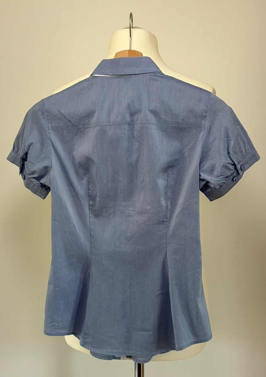 Esprit Collection Bluse Größe 32 in Hellblau mit kurzen Ärmeln