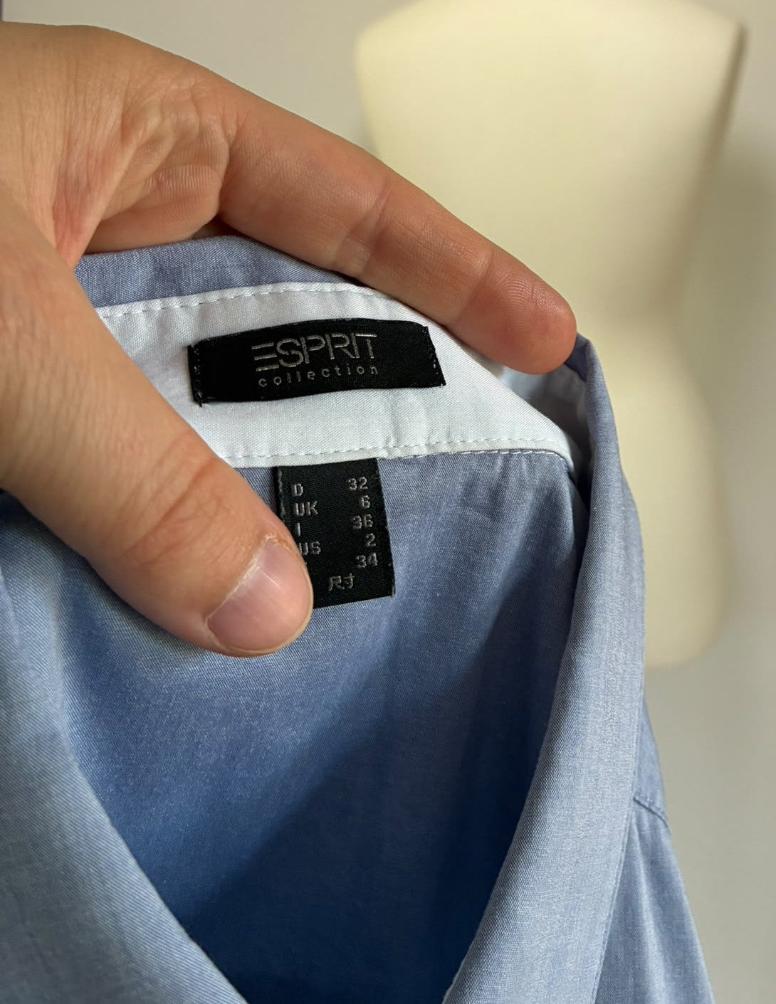 Esprit Collection Bluse Größe 32 in Hellblau mit kurzen Ärmeln