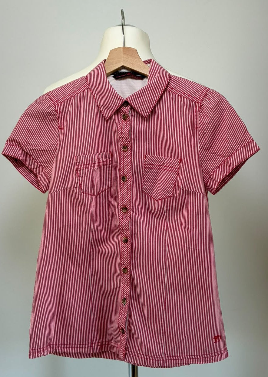 Tom Tailor Denim Bluse, Größe XS, Rot, Weiß, Vorderansicht