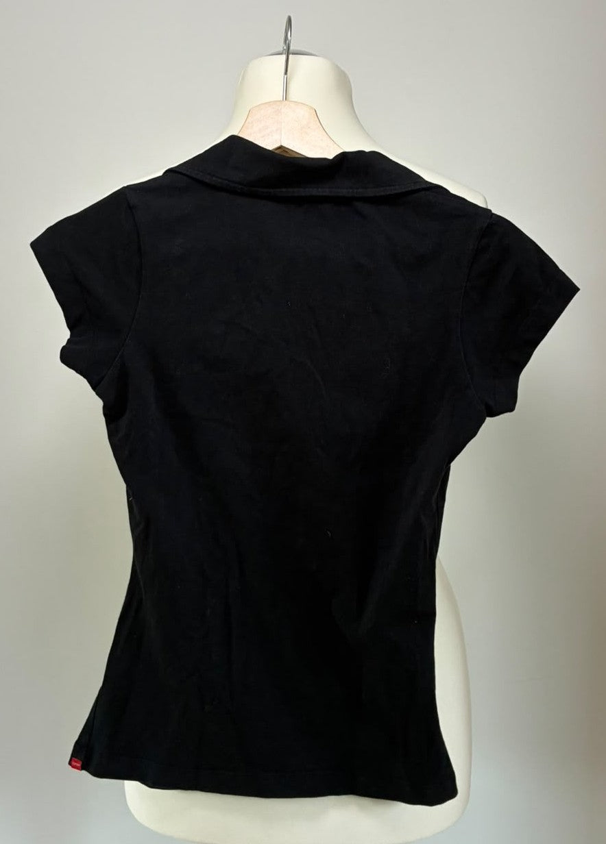 Esprit Shirt Größe XS in Schwarz mit Kragen und besonderer Linienführung