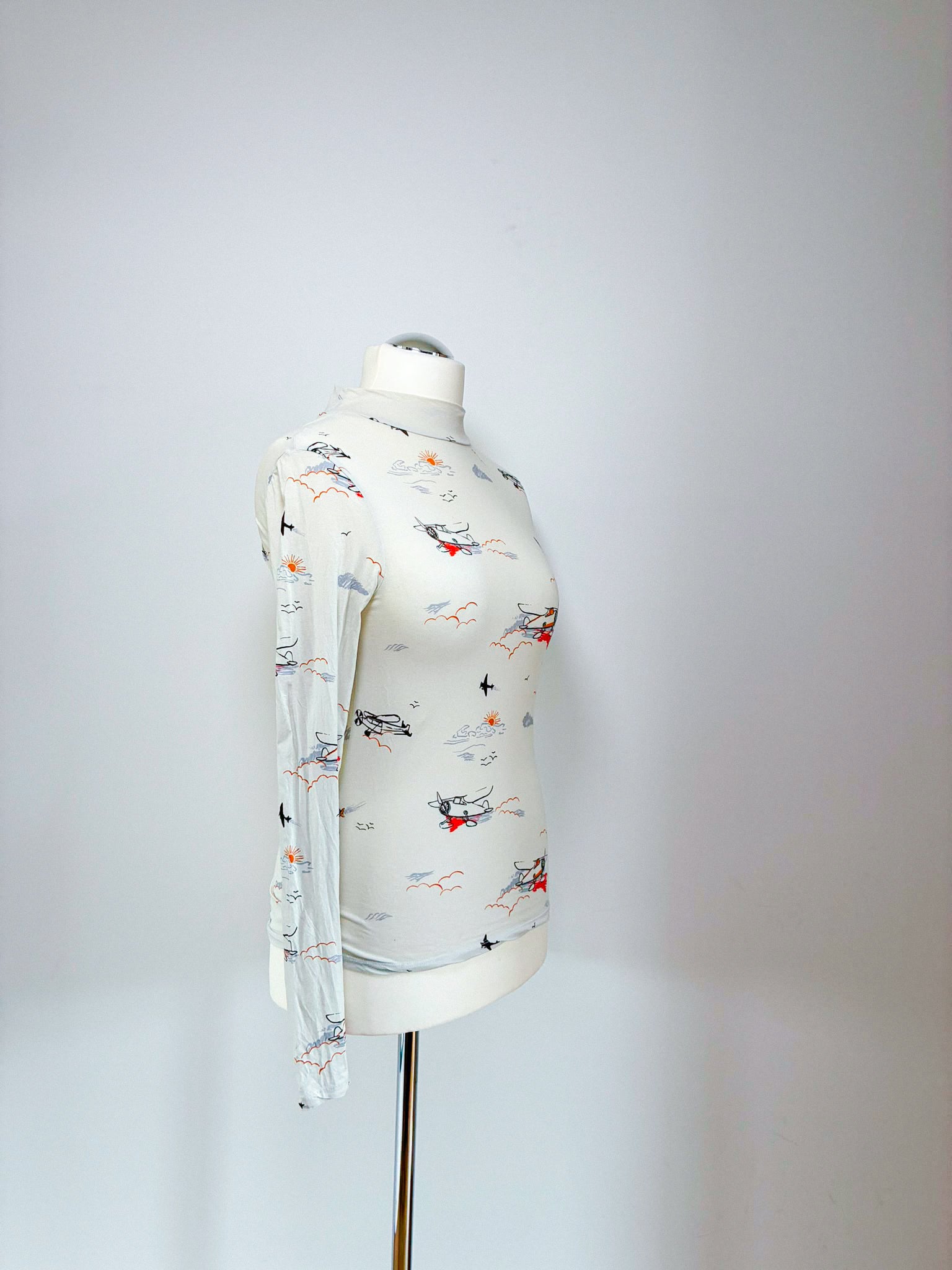 Scotch & Soda Rollkragen-Longsleeve Größe S mit Flugzeugprint