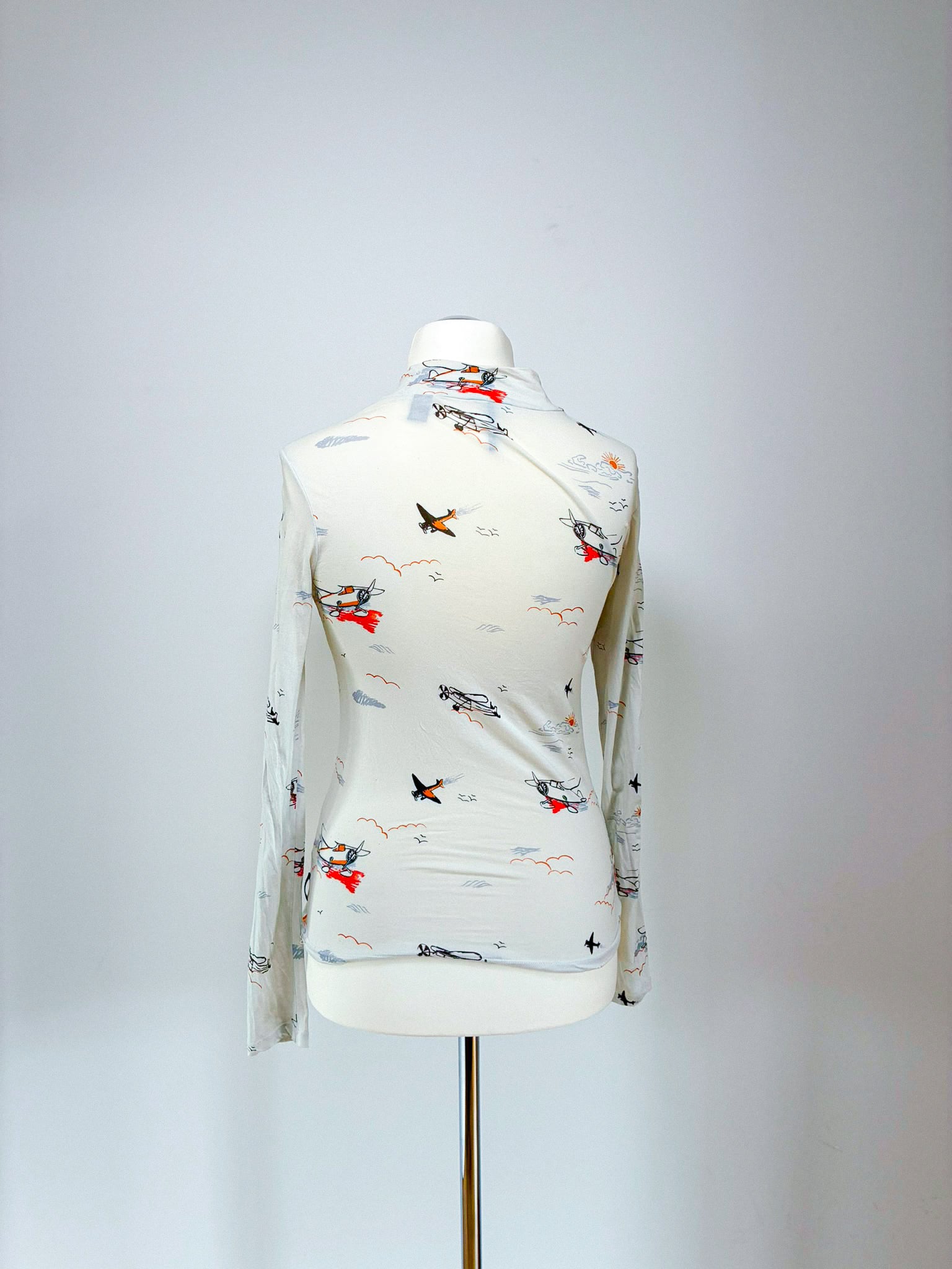 Scotch & Soda Rollkragen-Longsleeve Größe S mit Flugzeugprint