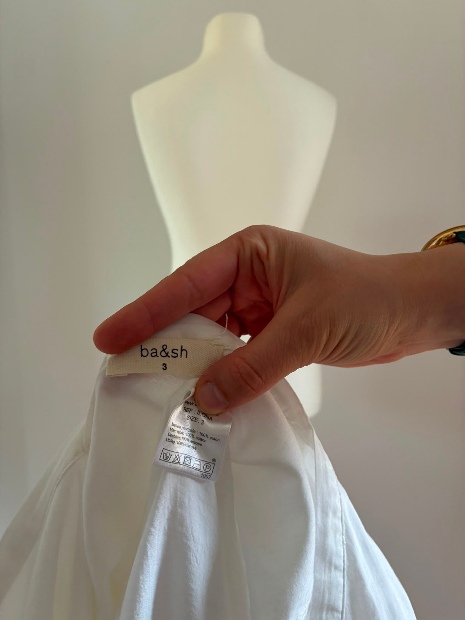ba&sh Kleid Ilona Größe 42 aus Baumwolle in Weiß
