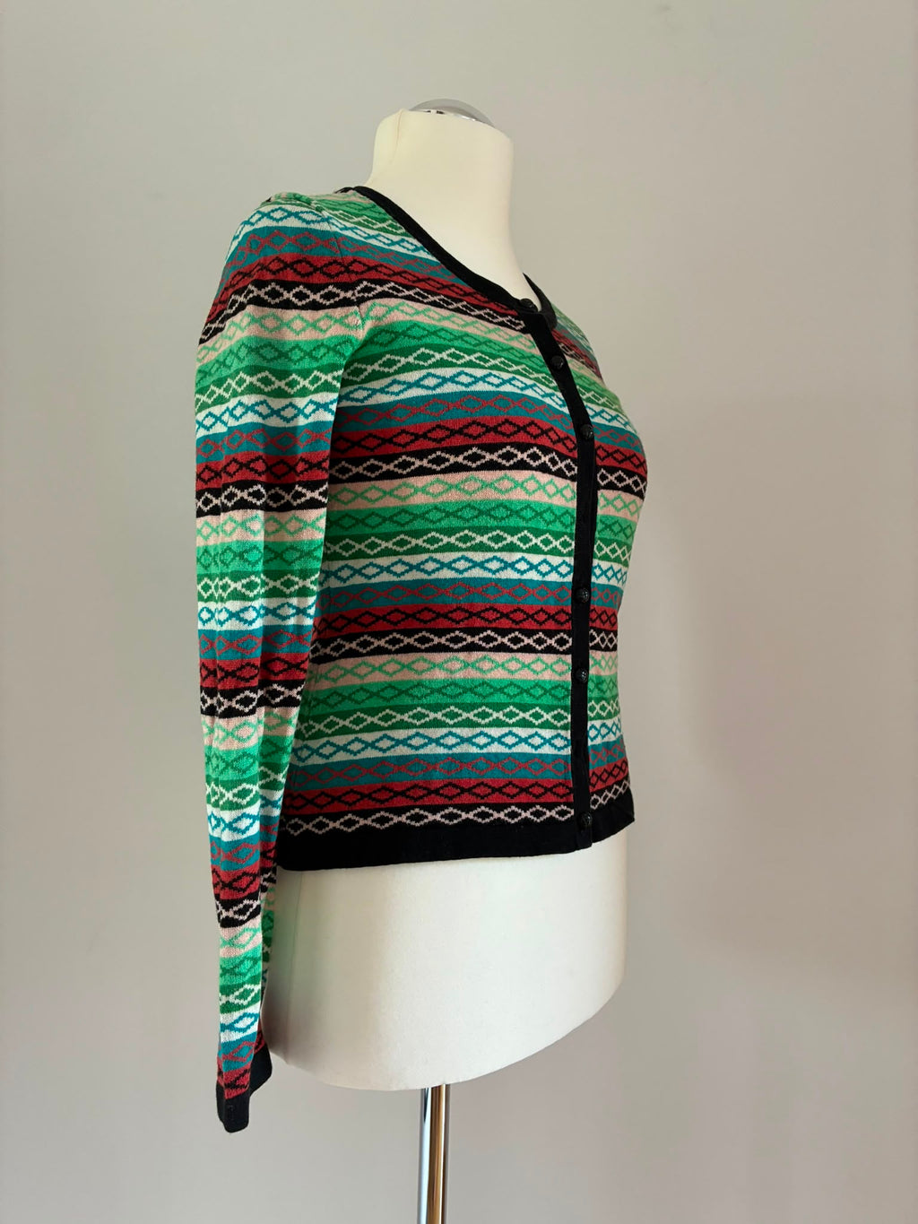 King Louie Cardigan Größe L aus Baumwoll-Wollmix mit buntem Muster
