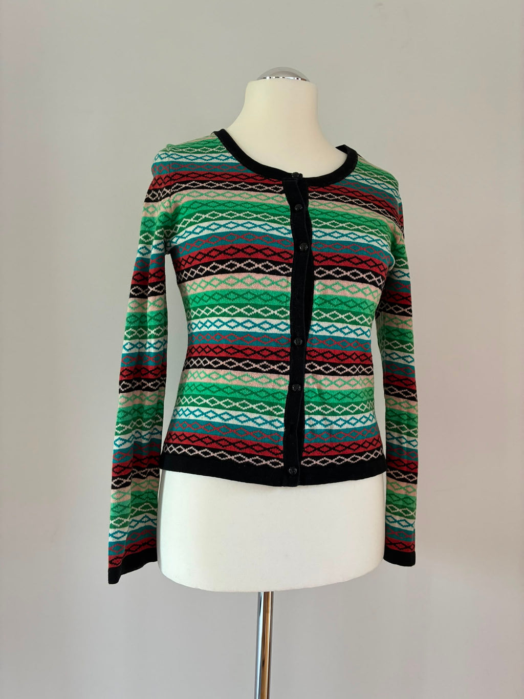 King Louie Cardigan Größe L aus Baumwoll-Wollmix mit buntem Muster