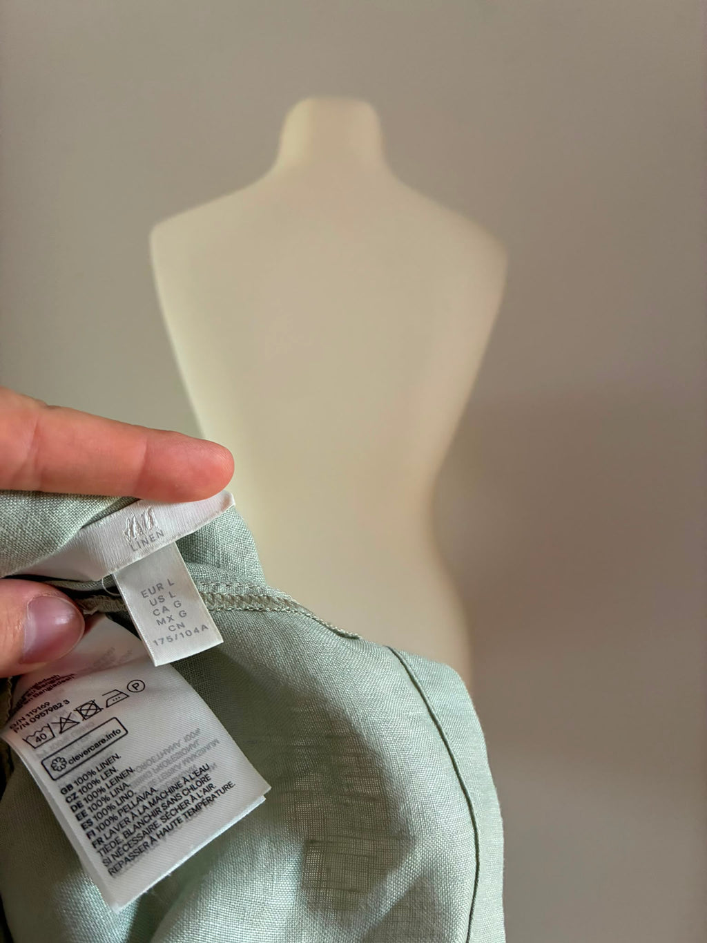 H&M Leinenbluse Größe L in Salbeigrün mit lockerem Schnitt