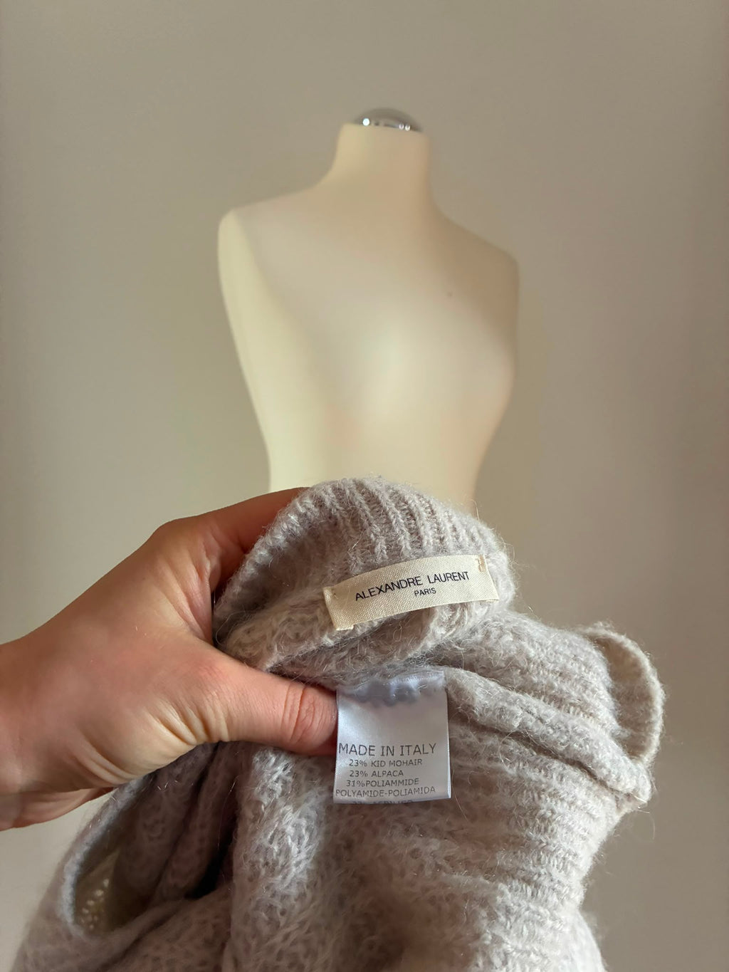 Alexandre Laurent Paris Strickpullover in Creme mit Kid-Mohair und Alpaka