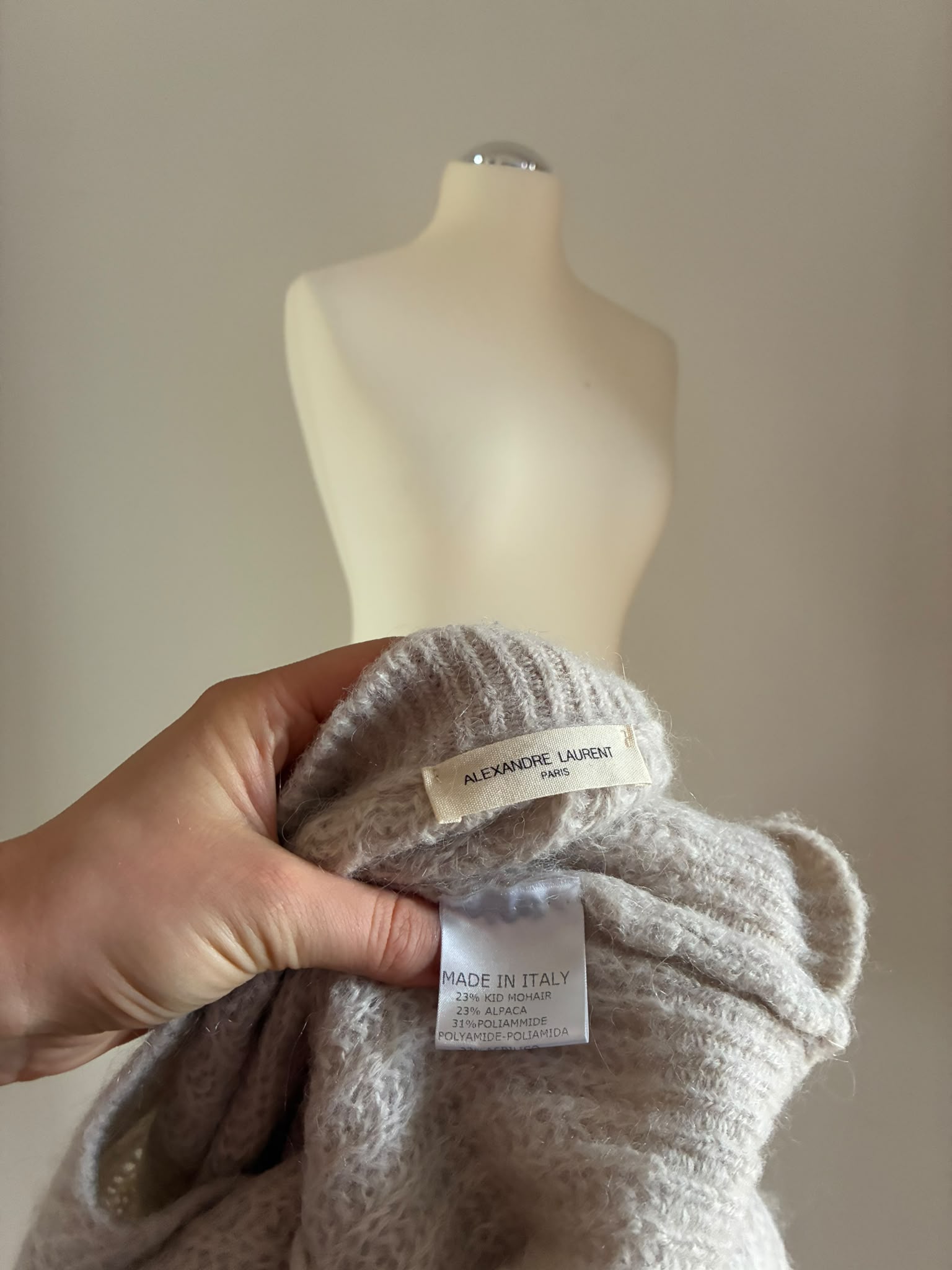 Alexandre Laurent Paris Strickpullover in Creme mit Kid-Mohair und Alpaka