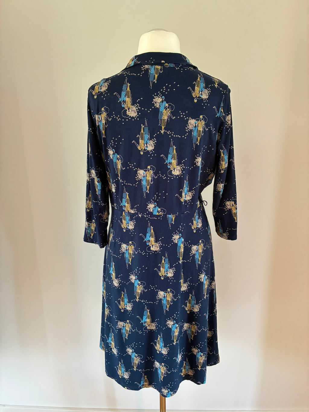 King Louie Kleid Größe XL in Marineblau mit Vintage-Figurenprint
