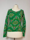 Blutsgeschwister Langarmshirt in Grün mit Blumenmuster aus Bio-Baumwolle