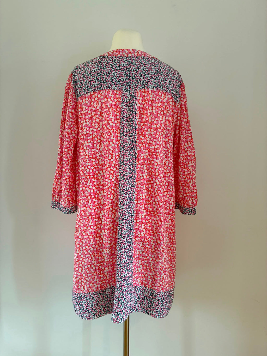Boden Tunikakleid Punkte Rosa Marine Viskose Gr. 44 UK 20