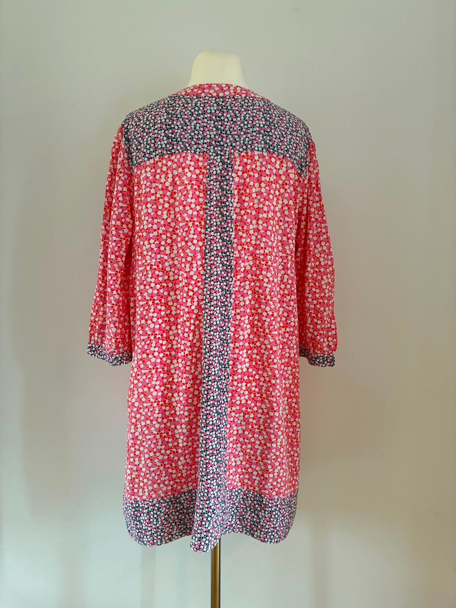 Boden Tunikakleid Punkte Rosa Marine Viskose Gr. 44 UK 20