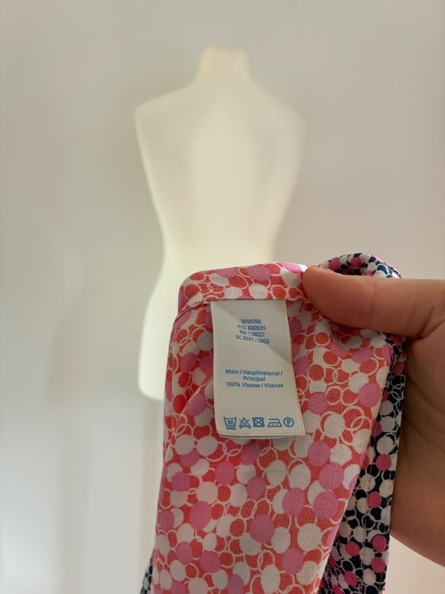 Boden Tunikakleid Punkte Rosa Marine Viskose Gr. 44 UK 20