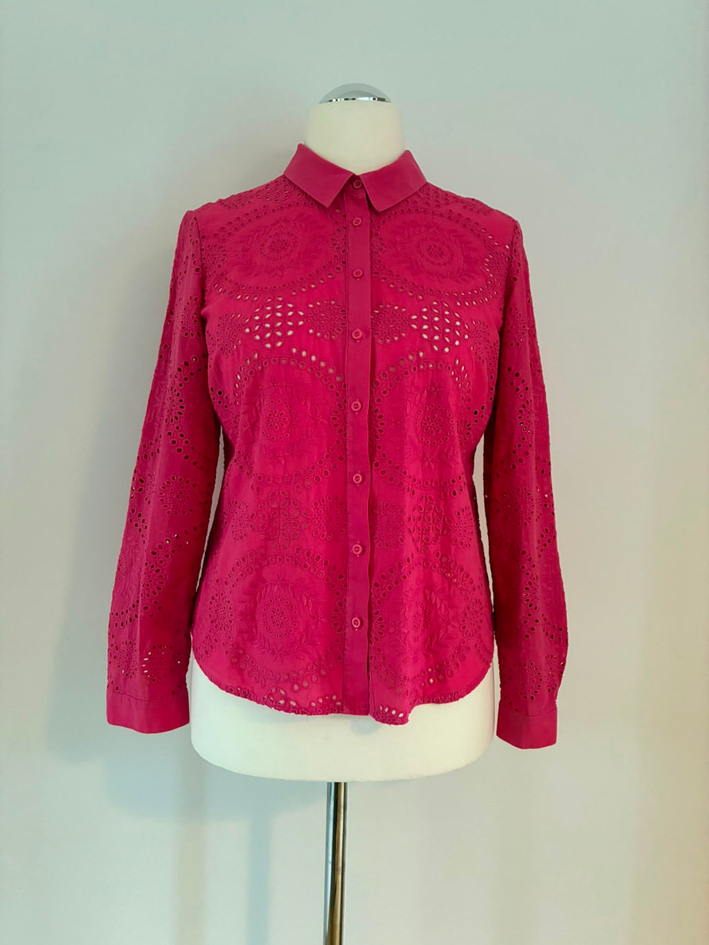 Madeleine Bluse aus Baumwolle mit Lochstickerei in Pink Größe 40