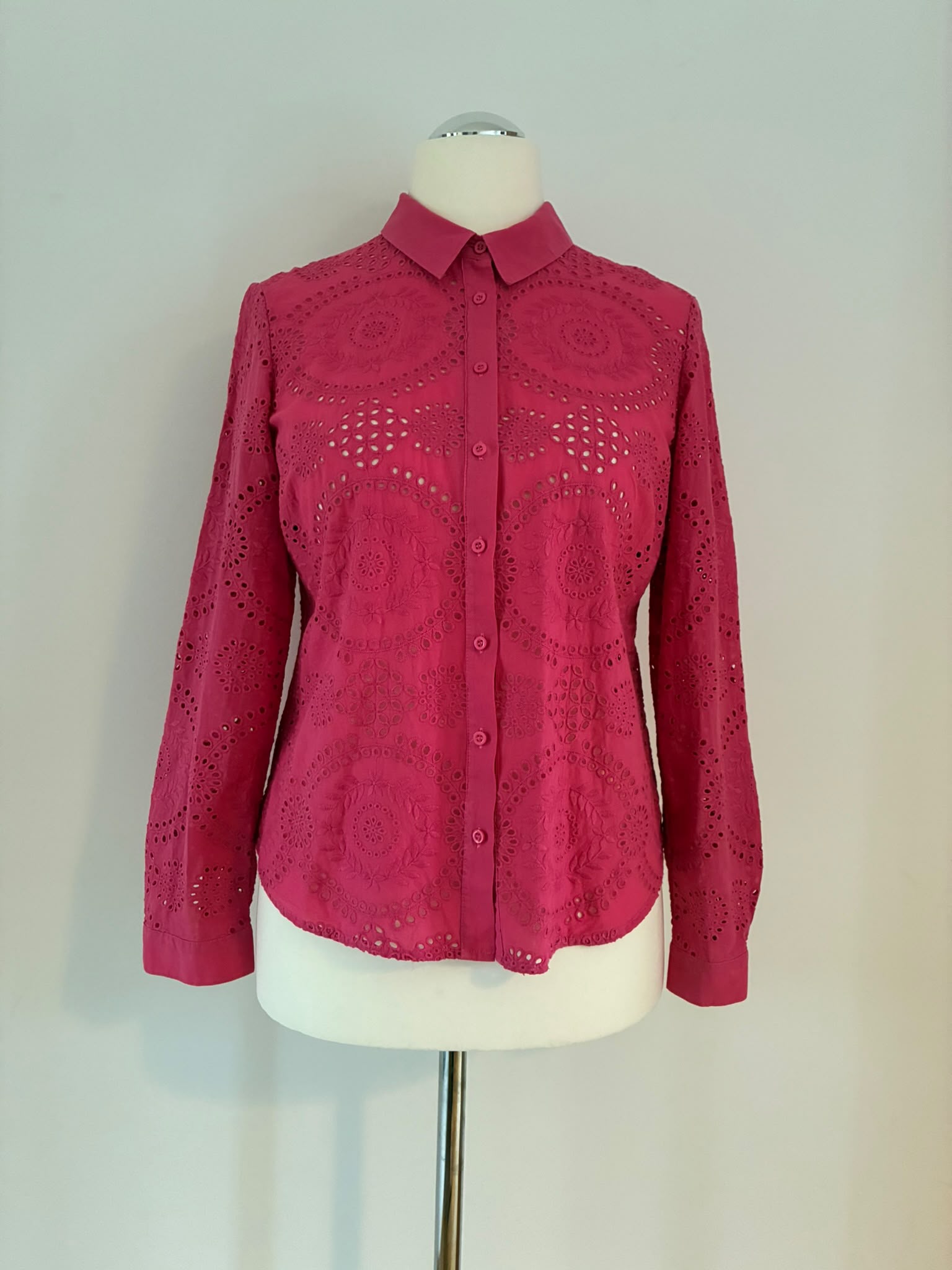 Madeleine Bluse aus Baumwolle mit Lochstickerei in Pink Größe 40