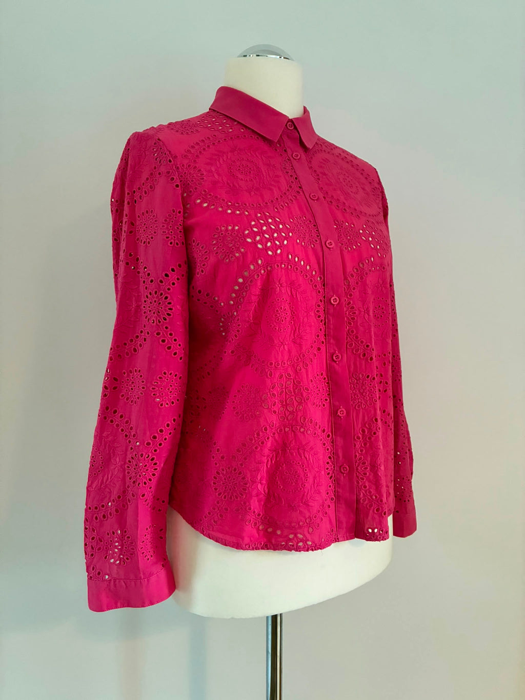 Madeleine Bluse aus Baumwolle mit Lochstickerei in Pink Größe 40
