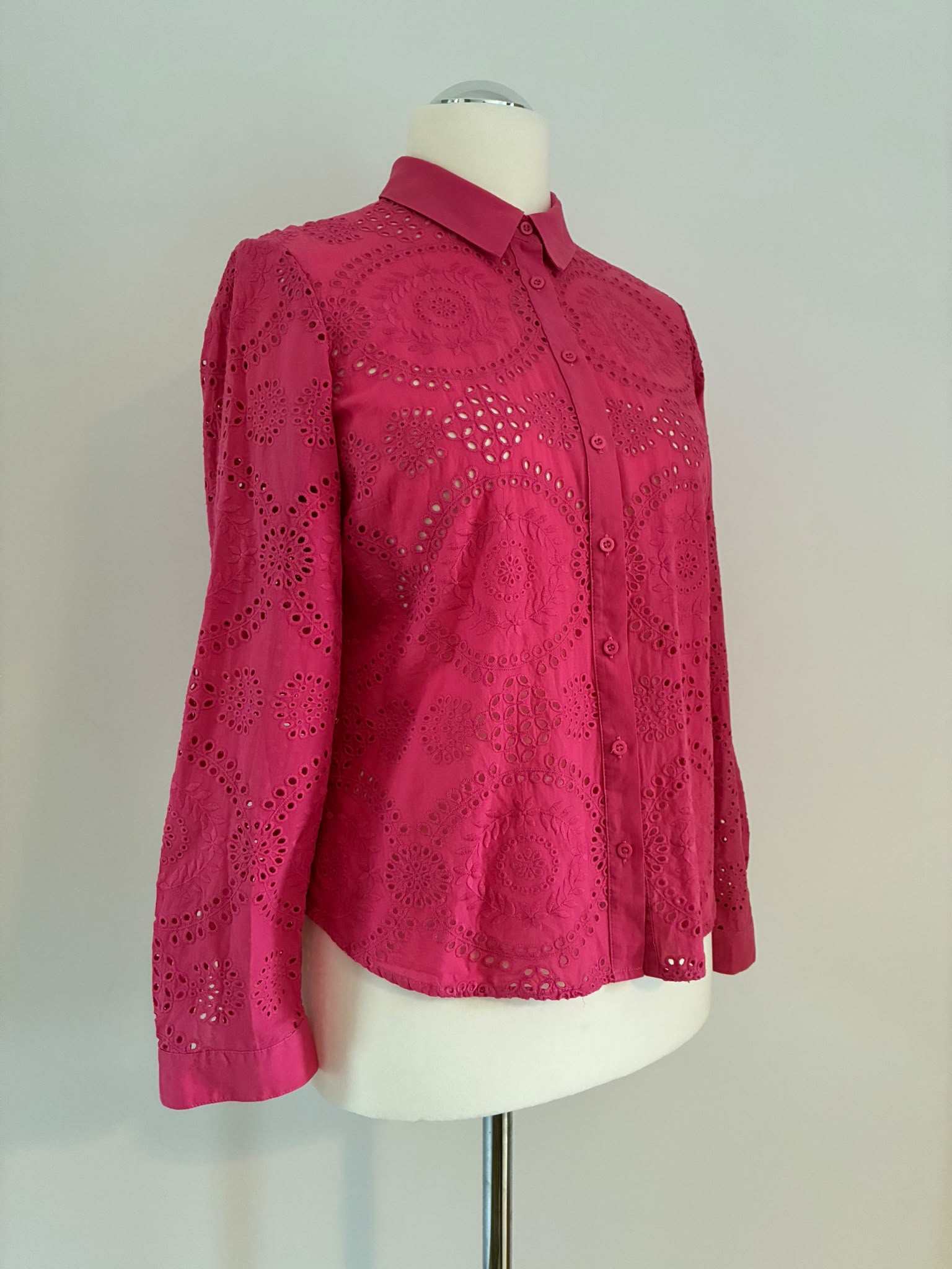 Madeleine Bluse aus Baumwolle mit Lochstickerei in Pink Größe 40