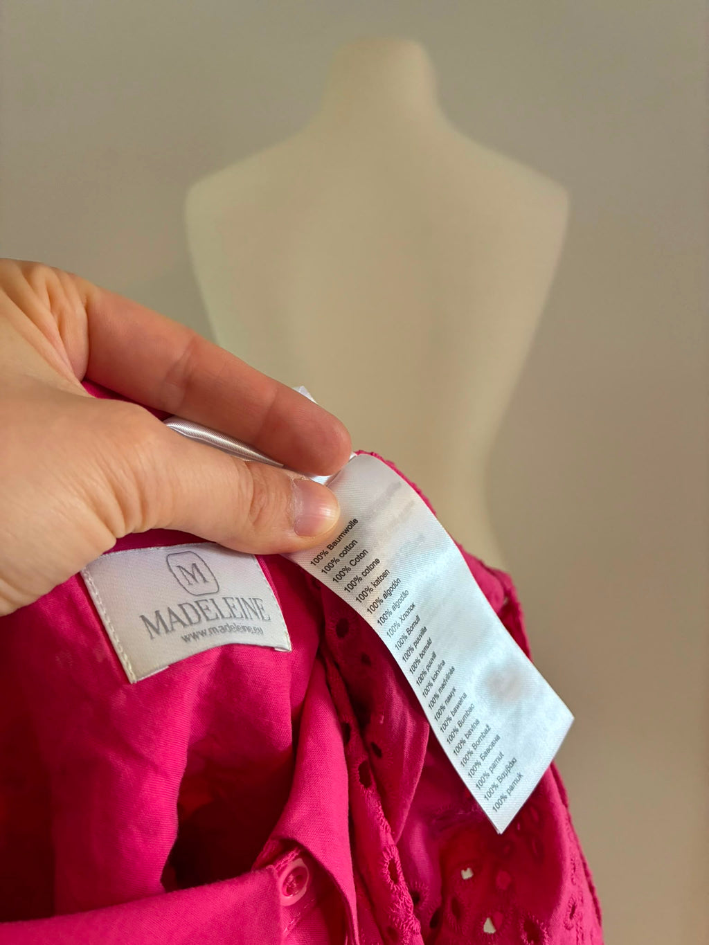Madeleine Bluse aus Baumwolle mit Lochstickerei in Pink Größe 40