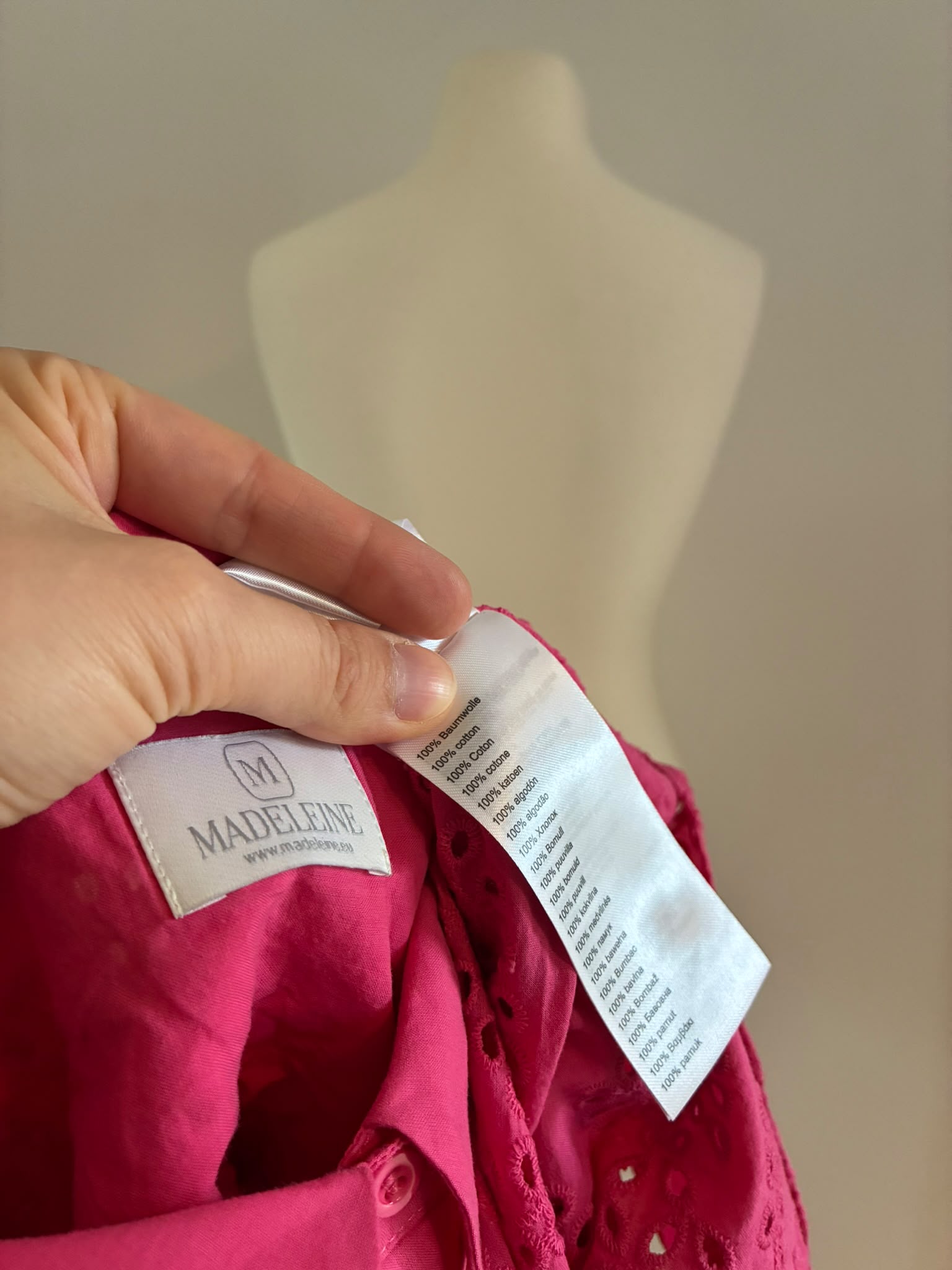 Madeleine Bluse aus Baumwolle mit Lochstickerei in Pink Größe 40