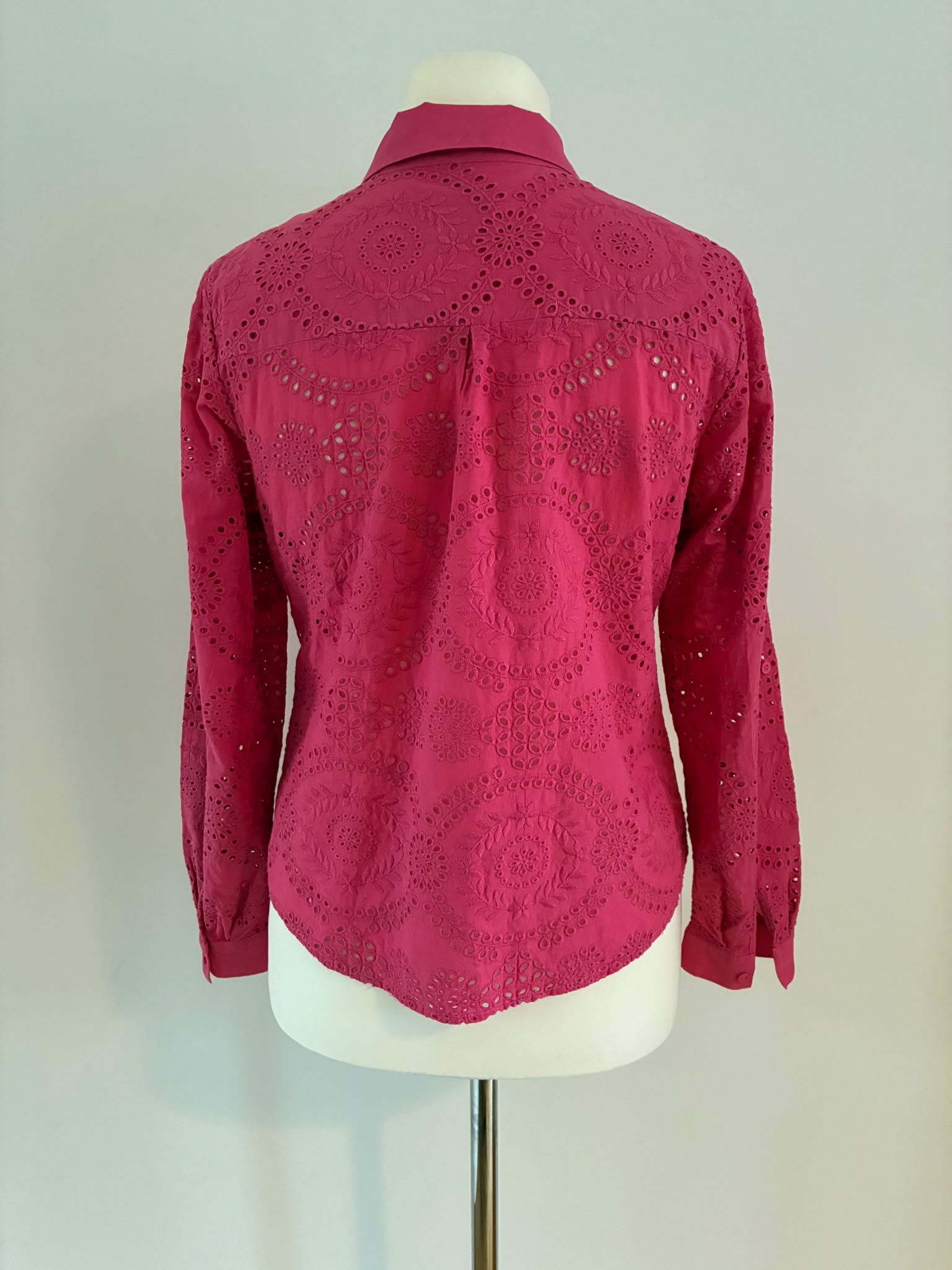 Madeleine Bluse aus Baumwolle mit Lochstickerei in Pink Größe 40