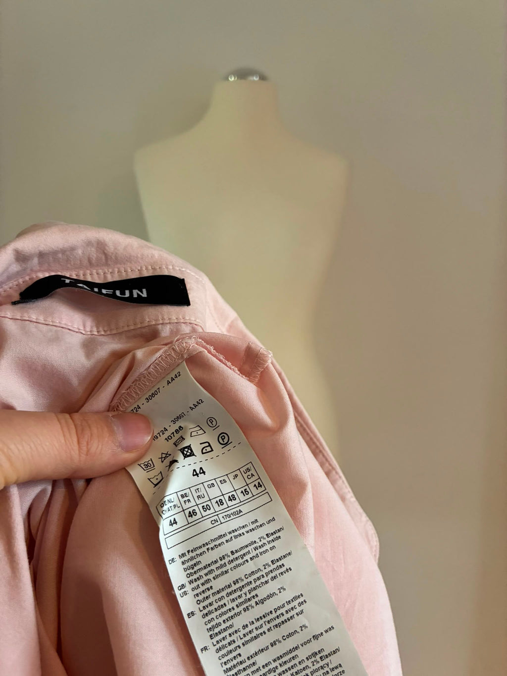 Taifun Bluse aus Baumwolle in Altrosa Größe 44