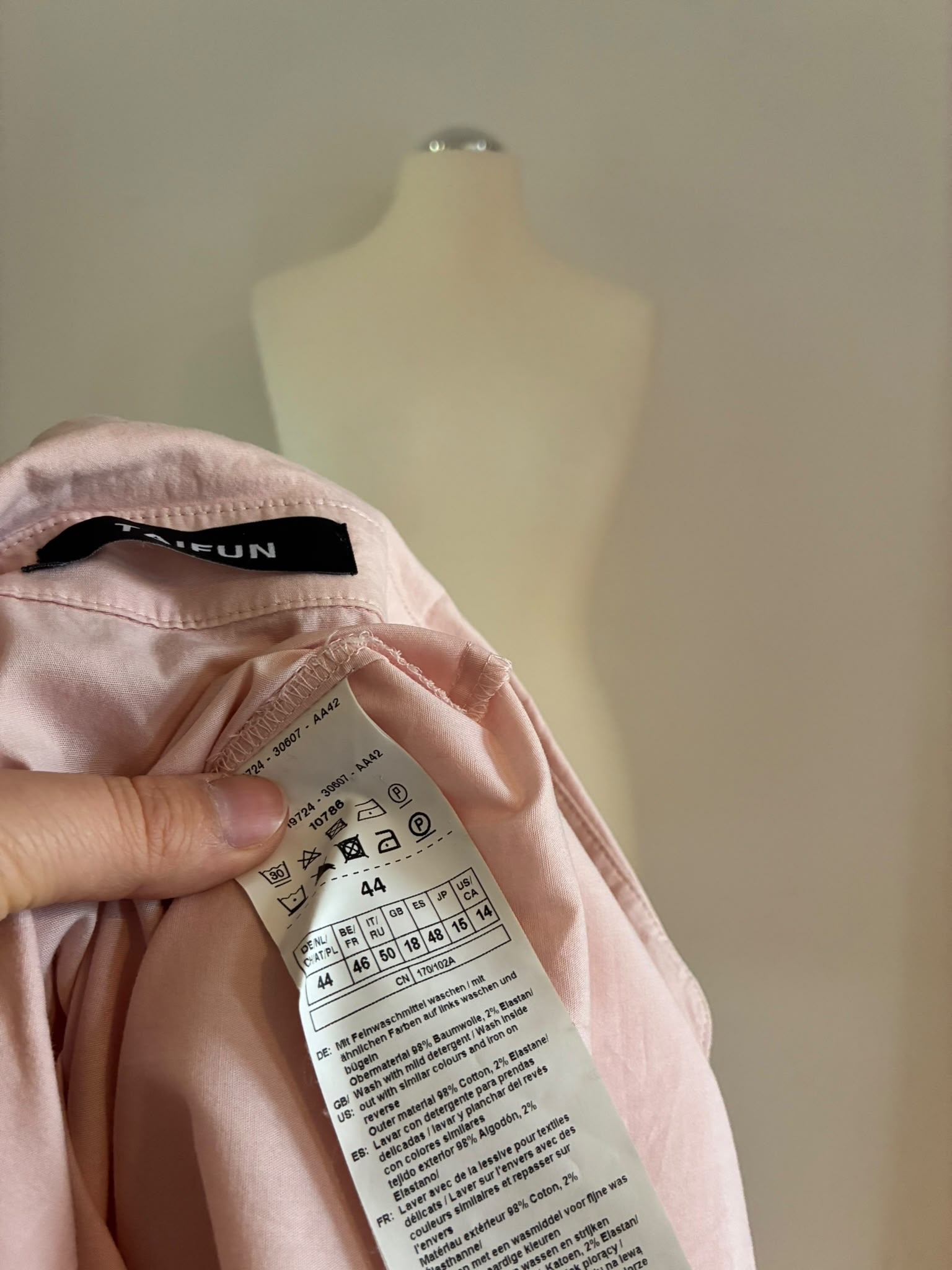 Taifun Bluse aus Baumwolle in Altrosa Größe 44