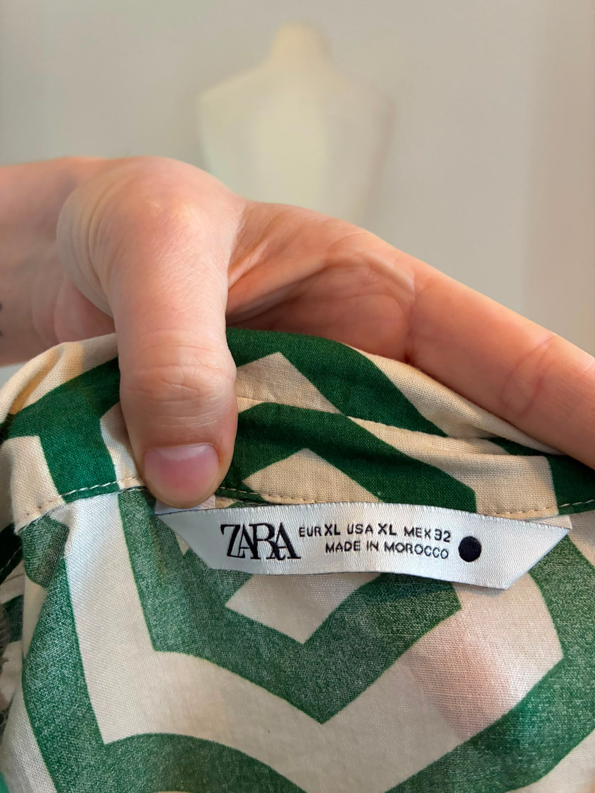 Zara Hemdblusenkleid, Größe XL, Grün, Weiß, Weitere Ansicht 5