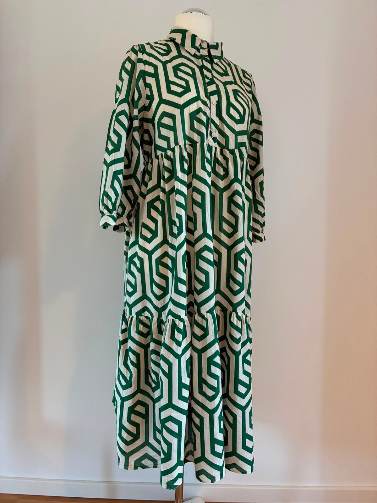 Zara Hemdblusenkleid, Größe XL, Grün, Weiß, Weitere Ansicht 3