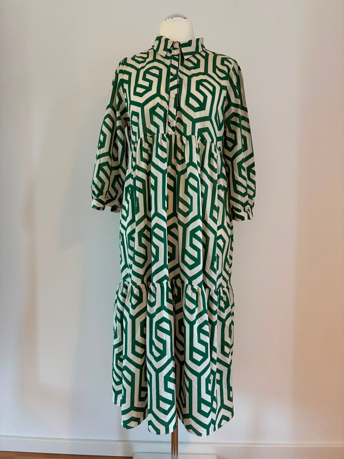 Zara Hemdblusenkleid, Größe XL, Grün, Weiß, Weitere Ansicht 2