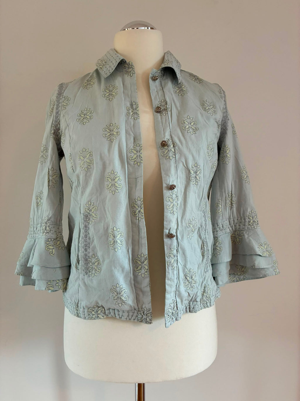 Noa Noa Bluse mit Stickerei und Volantärmeln Größe S