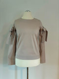 COS Bluse in Taupe mit Schleifenärmeln Größe 34