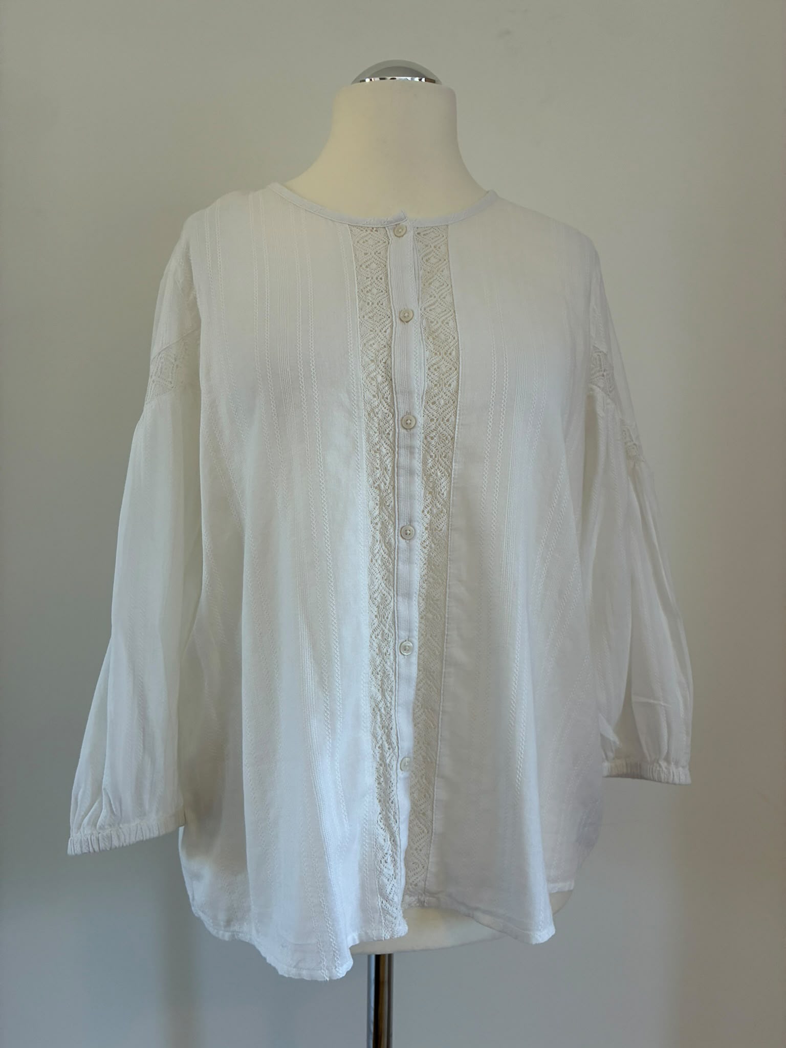 Esprit Baumwollbluse in Weiß mit Spitze Größe XXL
