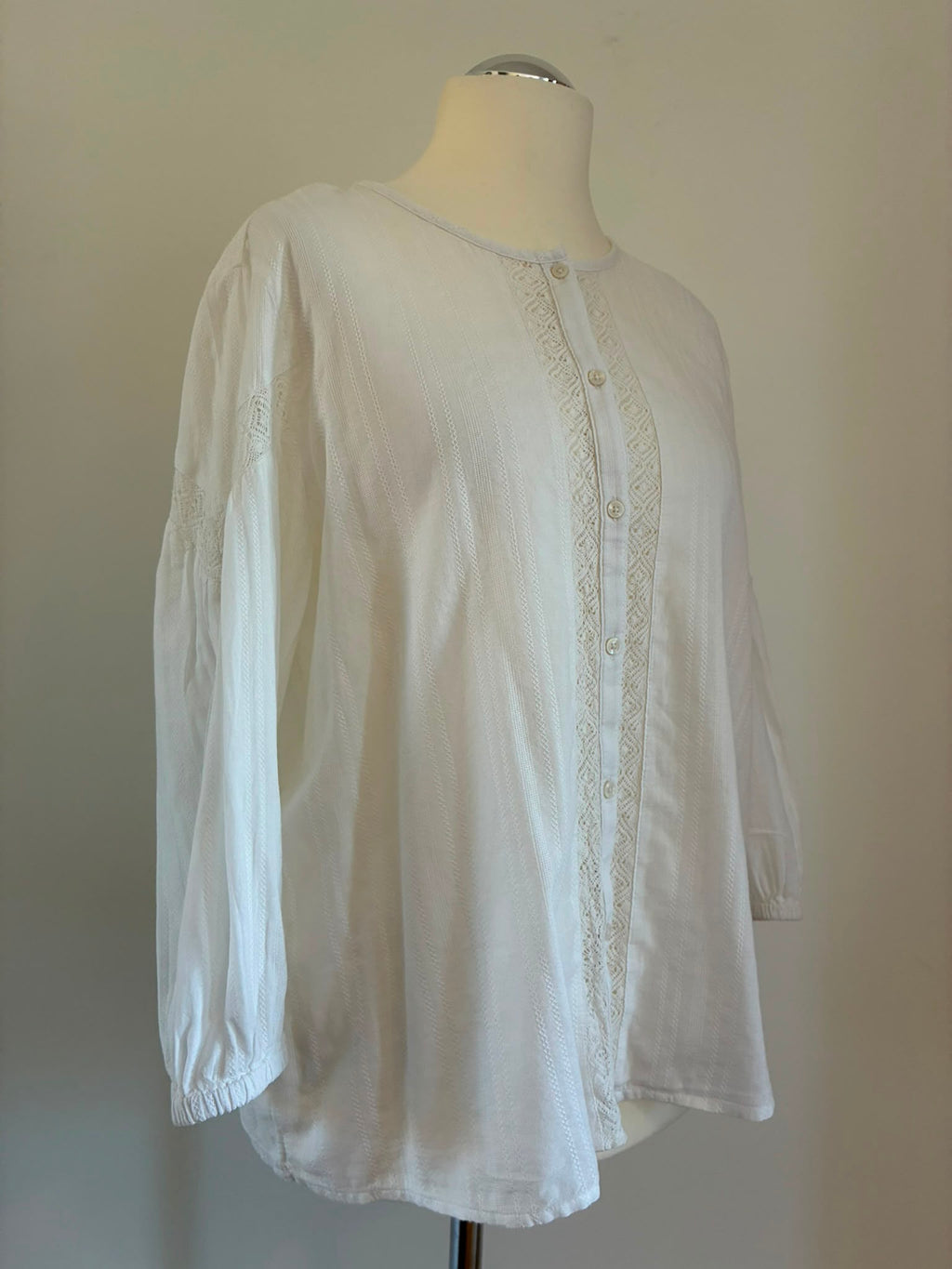 Esprit Baumwollbluse in Weiß mit Spitze Größe XXL