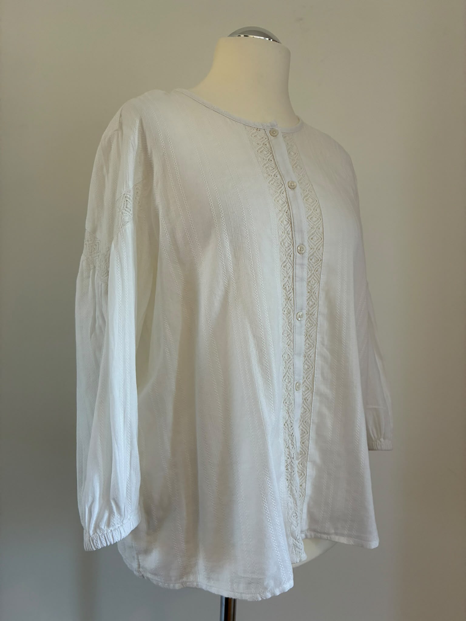 Esprit Baumwollbluse in Weiß mit Spitze Größe XXL