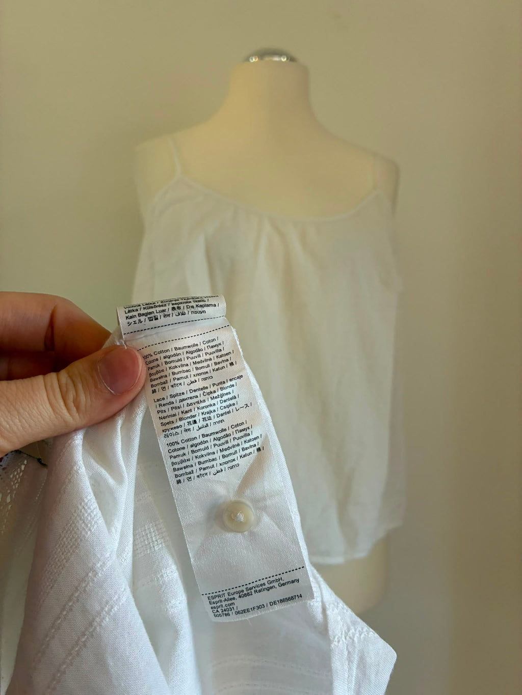 Esprit Baumwollbluse in Weiß mit Spitze Größe XXL