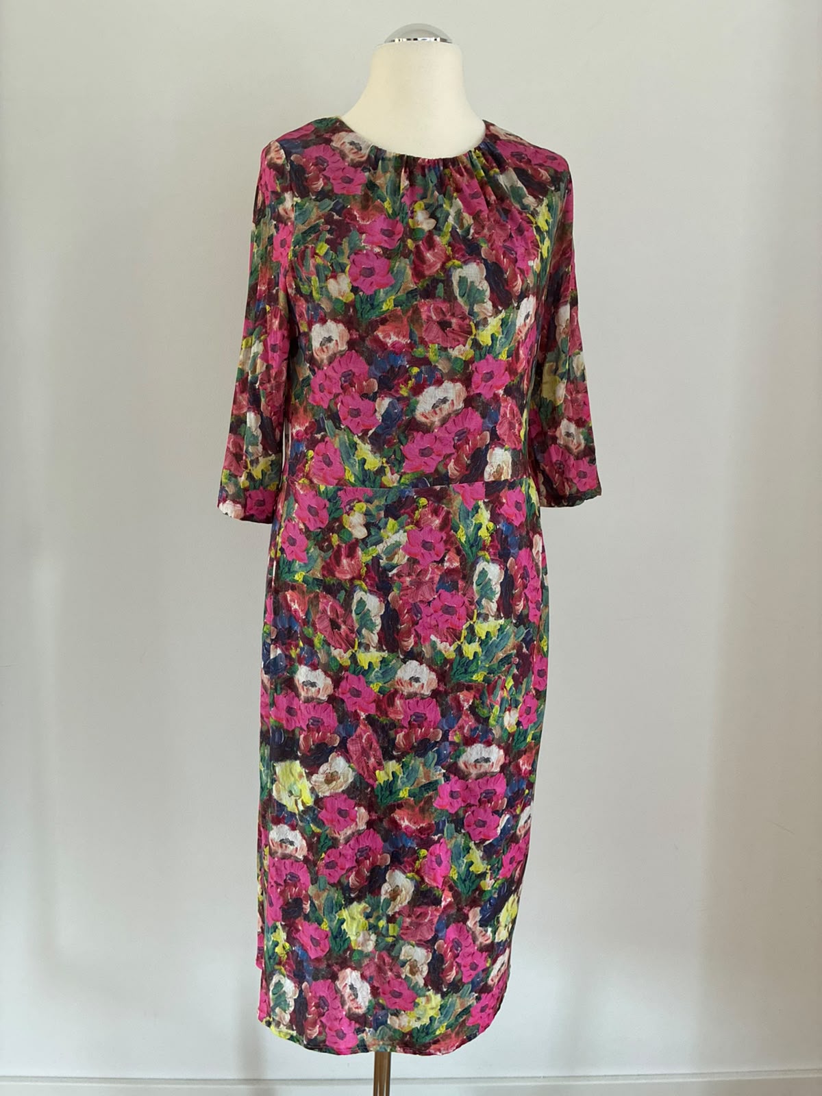 Boden Kleid Gr. 46 Lang · Tencel Blumenprint Pink · Midi 3/4-Arm