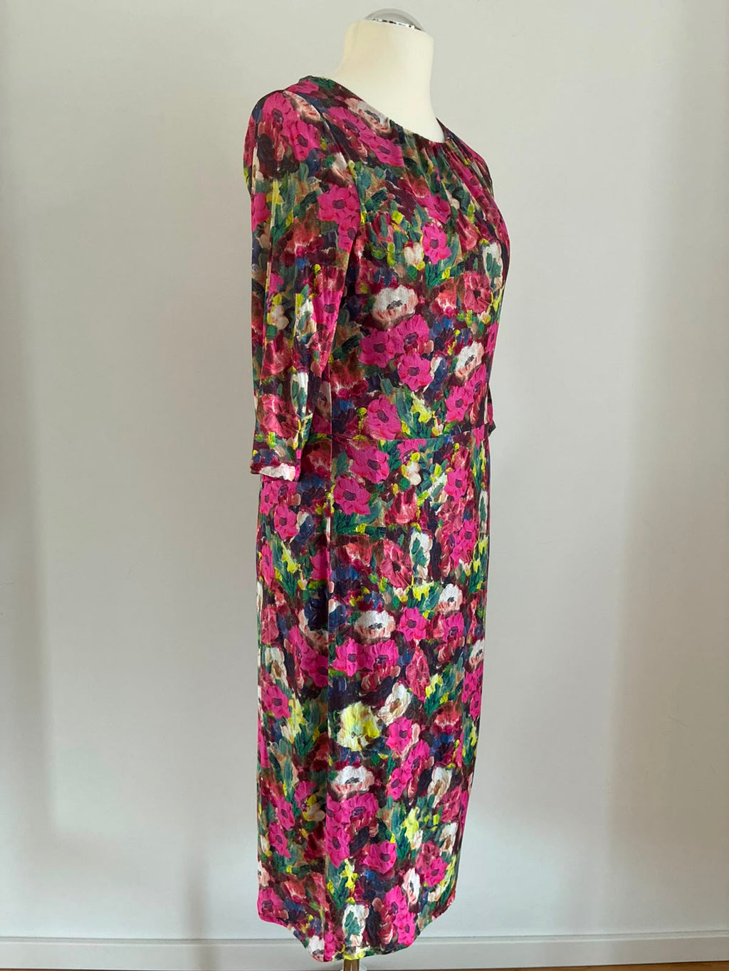 Boden Kleid Gr. 46 Lang · Tencel Blumenprint Pink · Midi 3/4-Arm