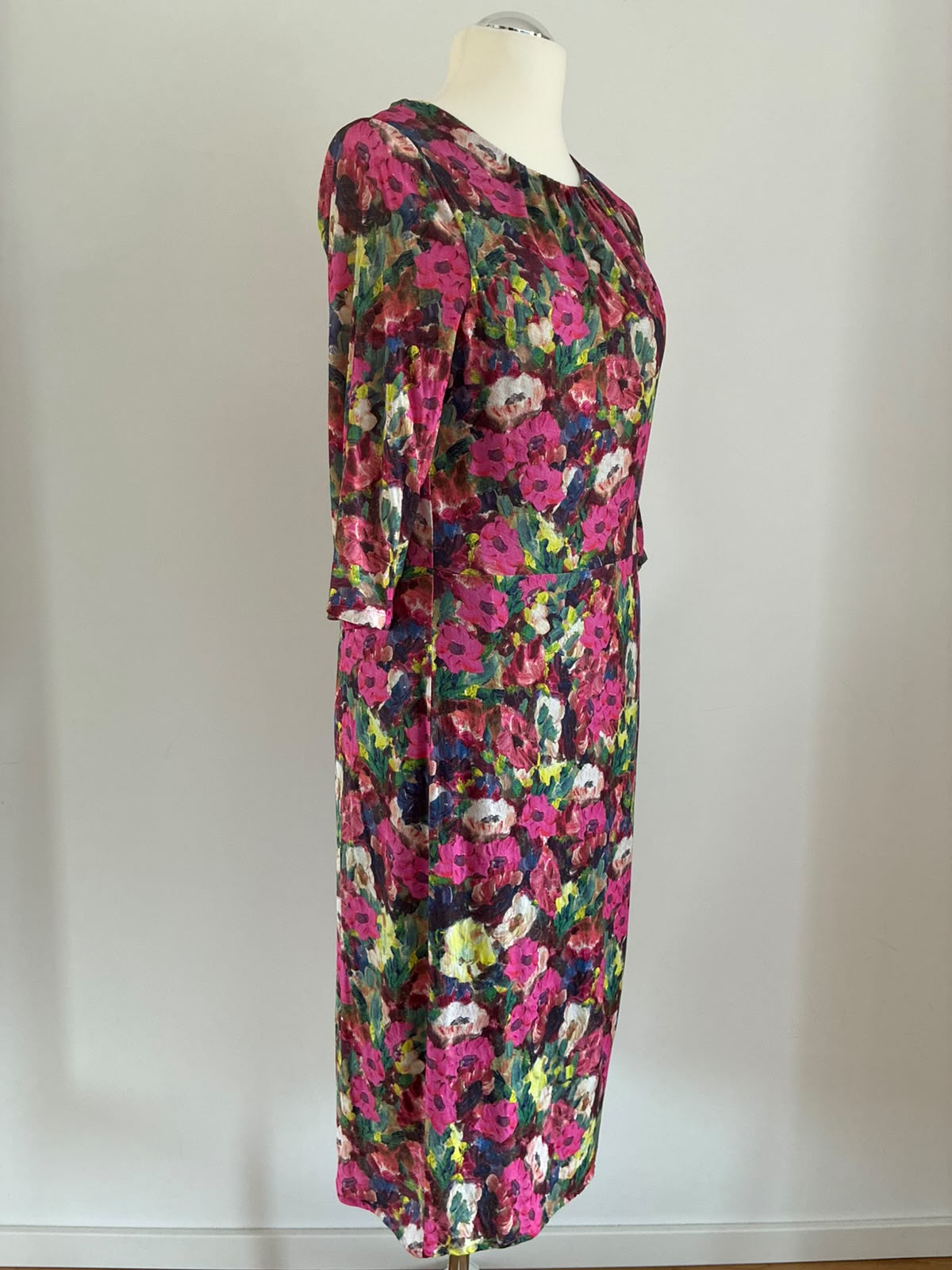 Boden Kleid Gr. 46 Lang · Tencel Blumenprint Pink · Midi 3/4-Arm