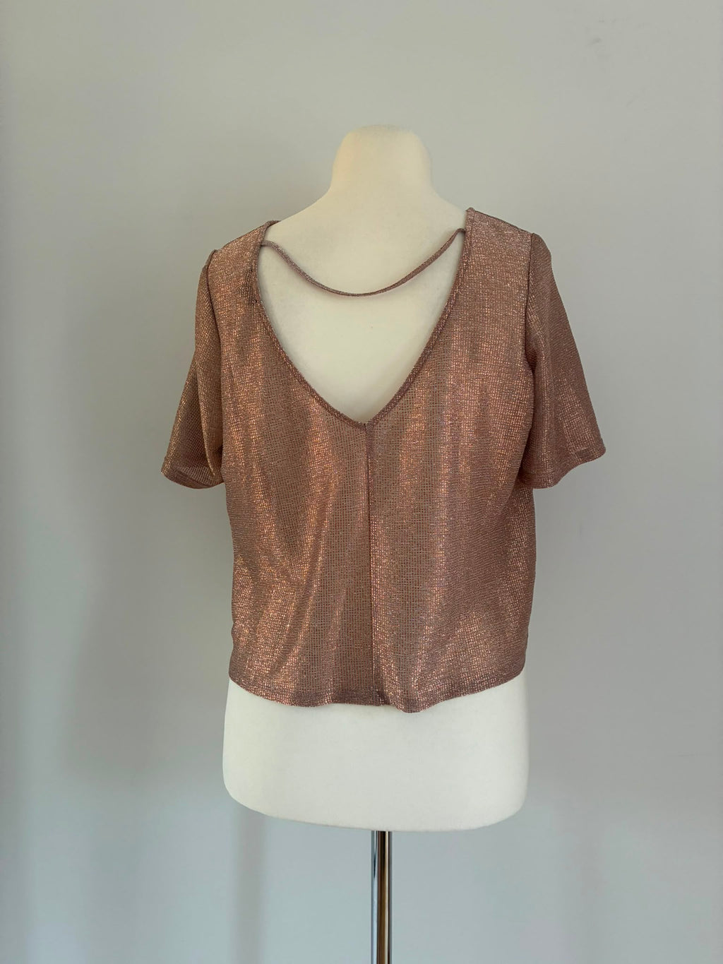River Island Metallic Top in Roségold Größe 36