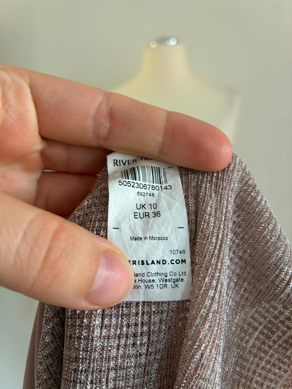 River Island Metallic Top in Roségold Größe 36