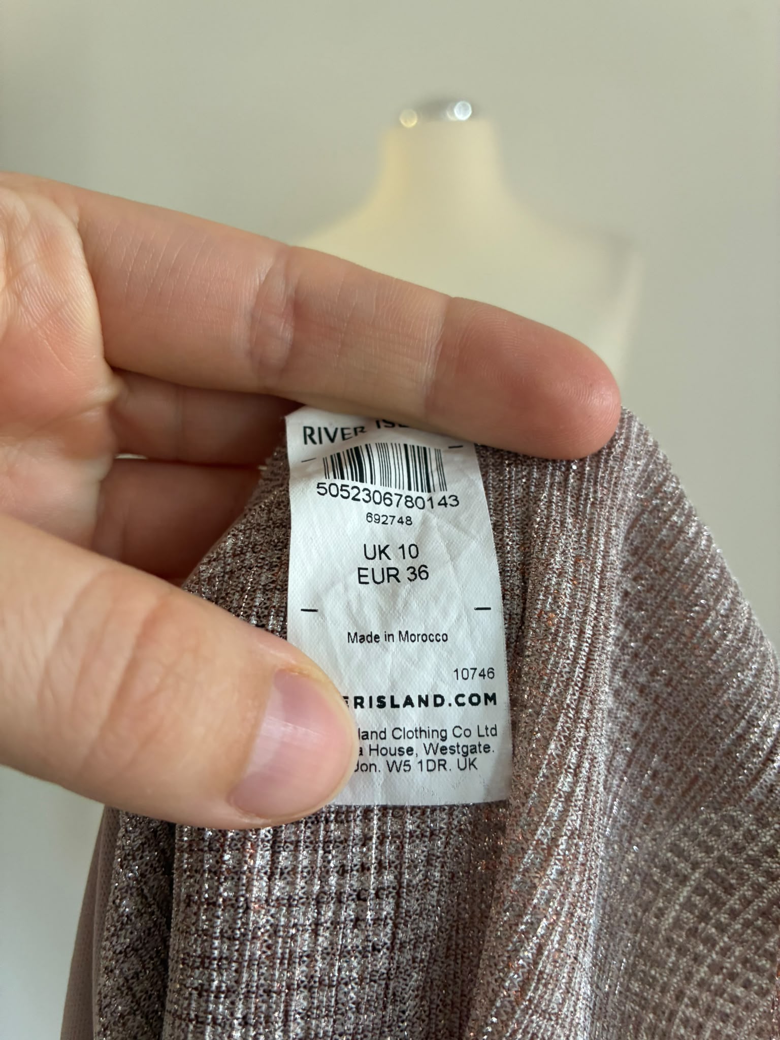 River Island Metallic Top in Roségold Größe 36