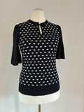 Voodoo Vixen Pullover Größe M 38 in Schwarz-Weiß mit Herzmuster
