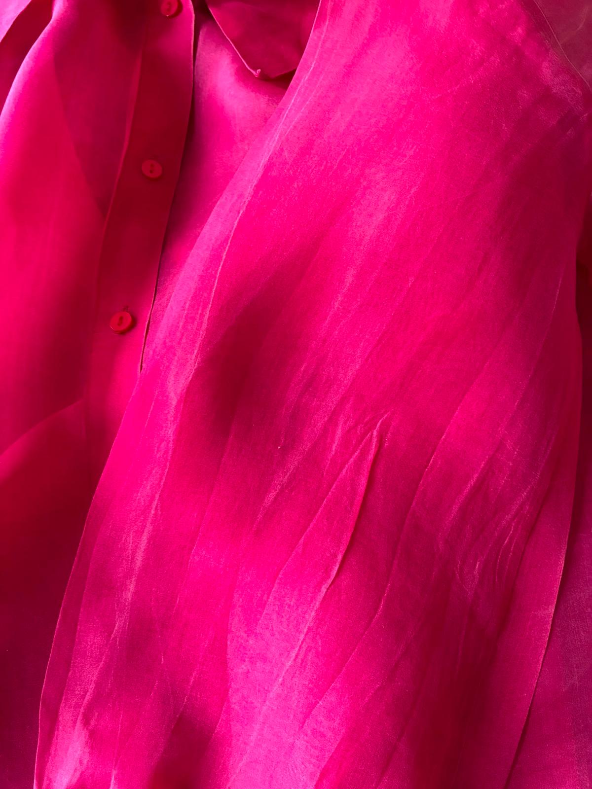 Hallhuber Bluse, Detail transparenter Stoff und Knopfleiste