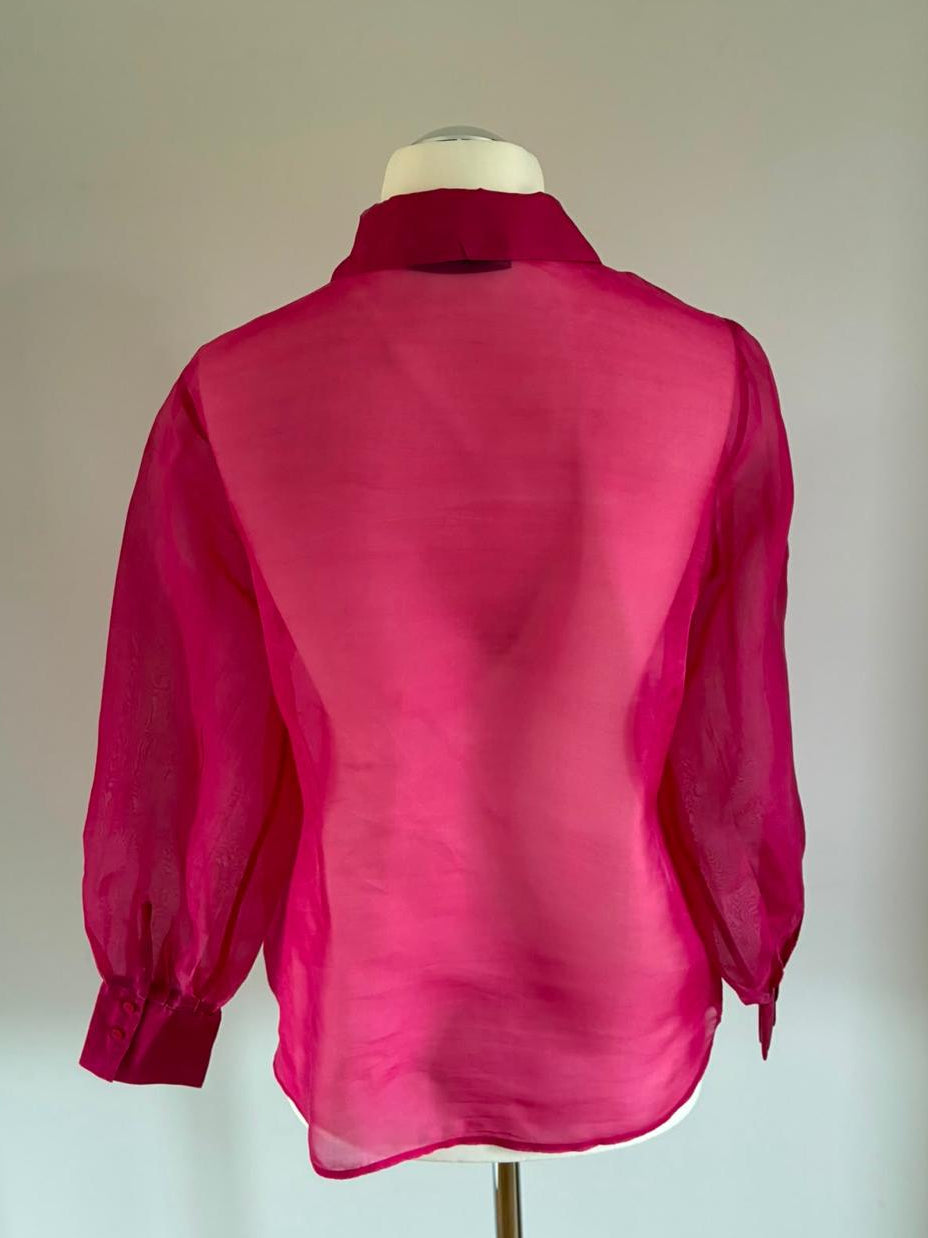 Hallhuber Bluse in Fuchsia, Rückansicht